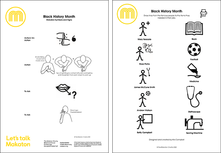 Front pages of the Black History Month vocabulary and matching game downloads