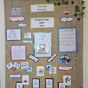 Noticeboard with Makaton signs